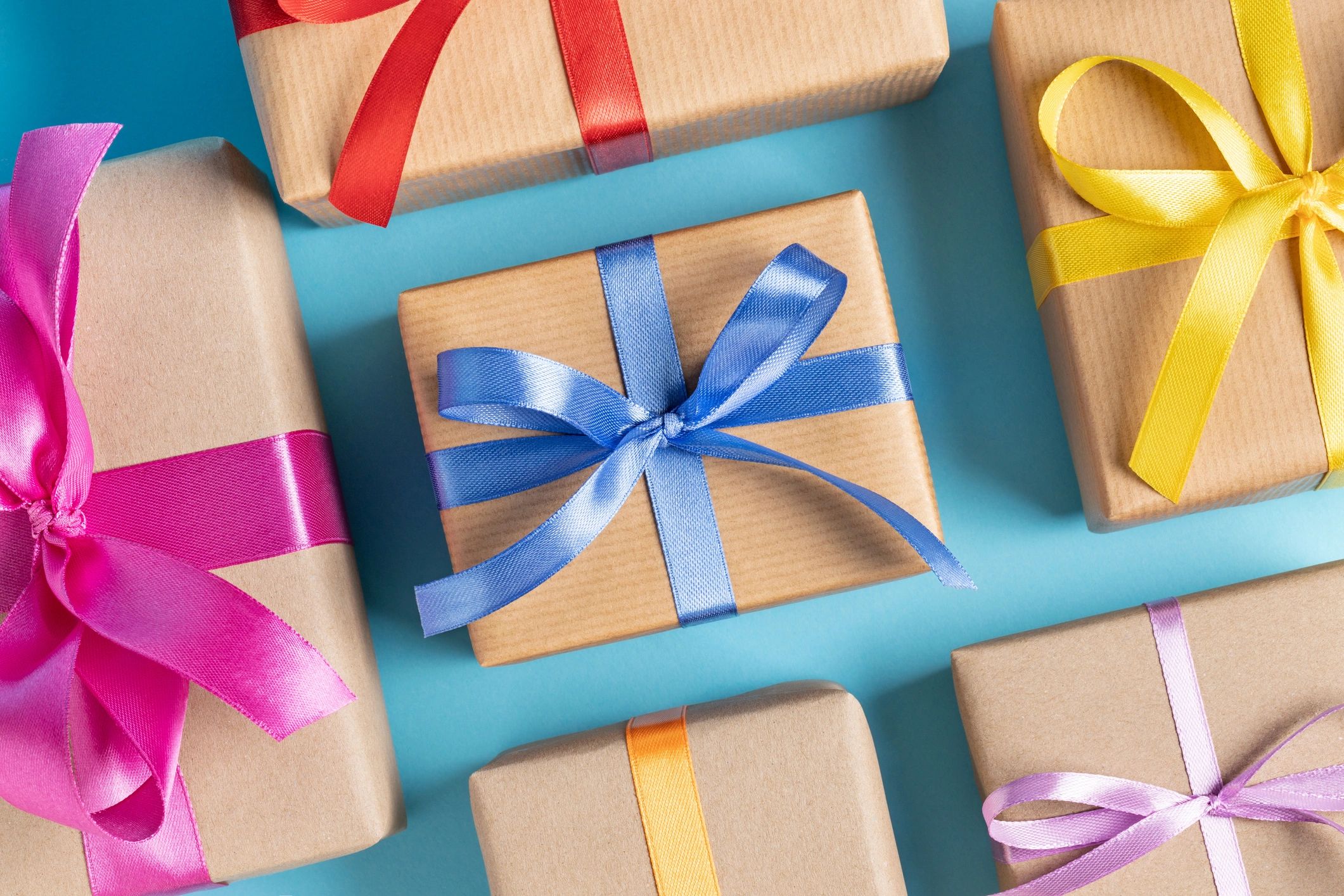 Colorful wrapped gift boxes
