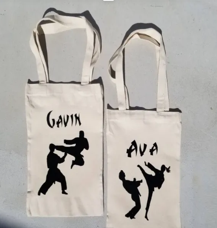 Karate tote, Karate canvas tote, sports tote, martial arts tote, sport practice bag, kids karate tote, children sport bag, personalized tote