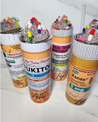 Medicated Tumblers, Stainless Steel, 20oz, Topper Add on - Image 2