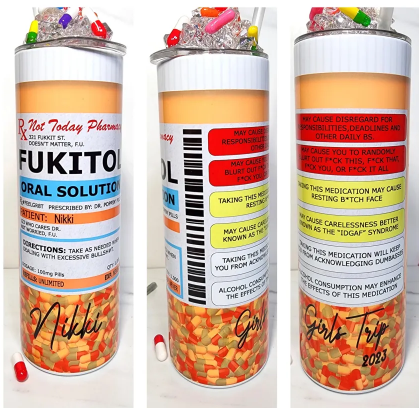 Medicated Tumblers, Stainless Steel, 20oz, Topper Add on - Image 3