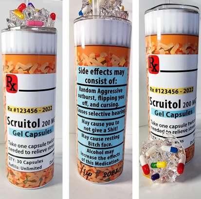 Medicated Tumblers, Stainless Steel, 20oz, Topper Add on - Image 6