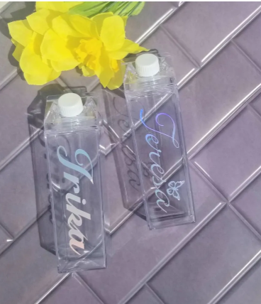Milk Carton Water Bottle, Milk Carton, clear milk carton, Custom clear water bottle, gift for teens, personalized water bottle, Teacher gift