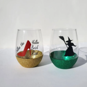 Wicked theme glitter stemless glass, wicked set