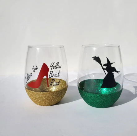 Wicked theme glitter stemless glass, wicked set