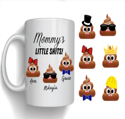 Mothers Day Mug, 15 oz Personalized Mom mug, Dad birthday gift, Mommy's little Sh*ts, Daddy's little shits, Mothers Day Gift, - Image 2
