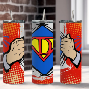 Superman Tumbler with Custom Letter, Gift for Dad