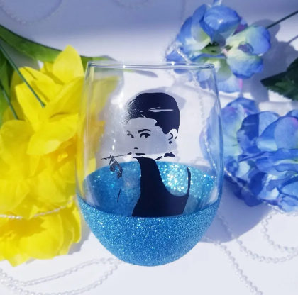 Audrey Hepburn glass, Breakfast at Tiffany's, Audrey Hepburn mug, Diva wine glass and mug, best friend gift, birthday gift for her - Image 2