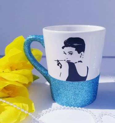 Audrey Hepburn glass, Breakfast at Tiffany's, Audrey Hepburn mug, Diva wine glass and mug, best friend gift, birthday gift for her - Image 4