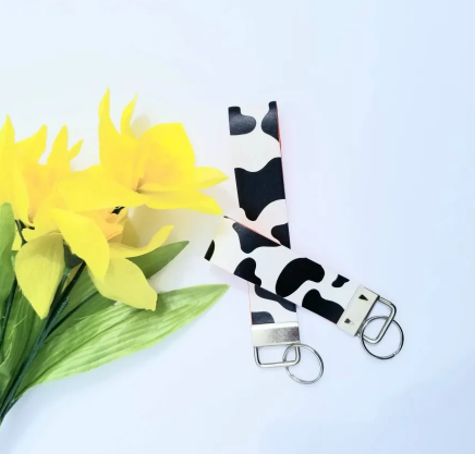 Cow print key fob, cow print wristlet, faux leather mini key fob, Personalized Key Fob, Mini Key Fob, Housewarming gift, teen gifts - Image 2