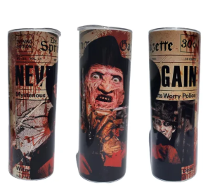 Freddy Krueger tumbler, hot and cold drinks, 3D Killer Lid Option
