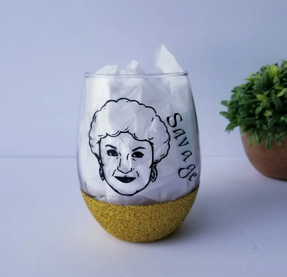 Golden girls wine glass set, Betty White - Dorothy Zbornack, Sophia Petrillo, Rose Nylund, and Blanche Devere, gold wine glasses - Image 2