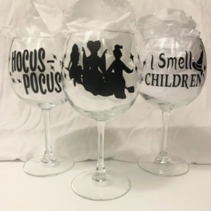 Hocus Pocus Wine Glass & Cocktail Glass /Hocus Pocus Stemless Wine Glasses | Halloween | Sanderson Sisters/ Stemless