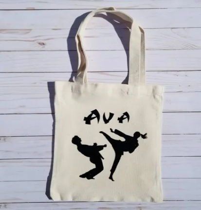 Karate tote, Karate canvas tote, sports tote, martial arts tote, sport practice bag, kids karate tote, children sport bag, personalized tote - Image 3