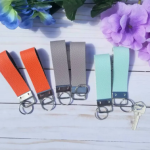 key fob, faux leather keychain, faux leather key fob, key lanyard, Personalized Key Fob, Mini Key Fob, Housewarming gift, Client gift