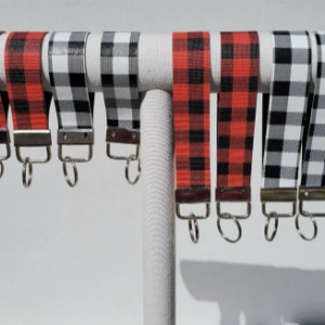 Buffalo plaid key fob, Faux Leather, Red buffalo plaid keychain, black buffalo key fob, stocking stuffer