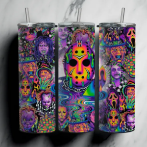Psychedelic Horror Tumblers, Trippy Tumblers, Horror Movie Tumblers: Group A : UV Color Change Option LIMITED