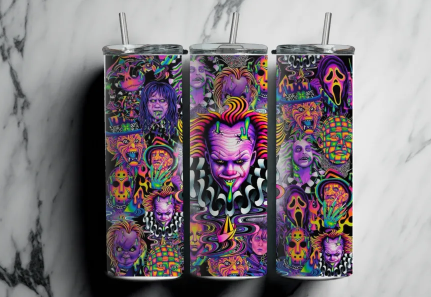 Psychedelic Horror Tumblers, Trippy Tumblers, Horror Movie Tumblers: Group A : UV Color Change Option LIMITED - Image 4