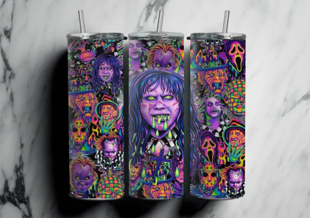 Psychedelic Horror Tumblers, Trippy Tumblers, Horror Movie Tumblers: Group A : UV Color Change Option LIMITED - Image 7