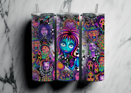 Psychedelic Horror Tumblers, Trippy Tumblers, Horror Movie Tumblers: Group A : UV Color Change Option LIMITED - Image 13