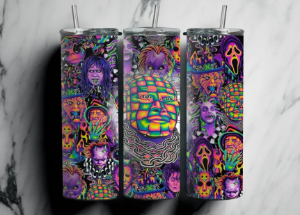 Psychedelic Horror Tumblers, Trippy Tumblers, Horror Movie Tumblers: Group A : UV Color Change Option LIMITED - Image 11