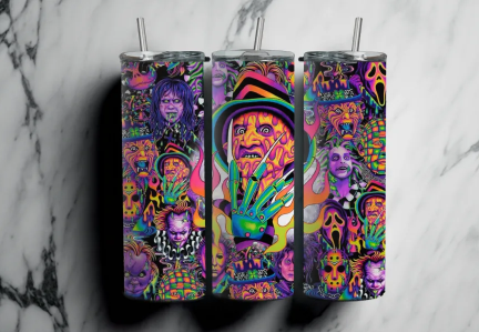 Psychedelic Horror Tumblers, Trippy Tumblers, Horror Movie Tumblers: Group A : UV Color Change Option LIMITED - Image 2