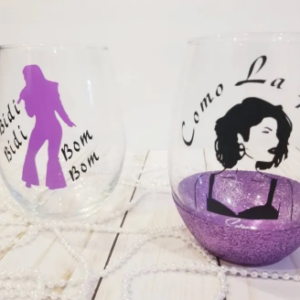Selena, Selena inspired wine glass, Como La Flor wine glass, , Bidi Bidi Bom Bom, Latina wine glass