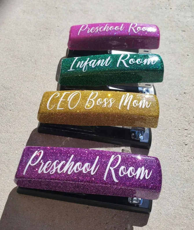 Personalized Stapler, Glitter Stapler, Teacher Gift, Boss Gift, office gift, Desk decor