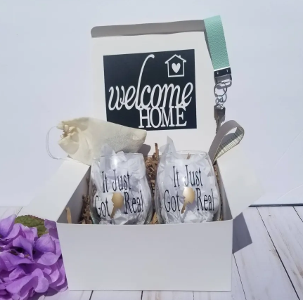Housewarming gift, housewarming glass, Real Estate client gifts, House closing gifts, Welcome home gift, new home gift, Realtor client gift