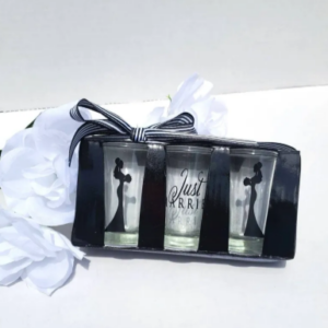 Just Married shot glass, Bride / Groom, LBGTQ Wedding shot glass, Wedding Day shot glass, bridal shot glass, wedding favors, Just Married glasses